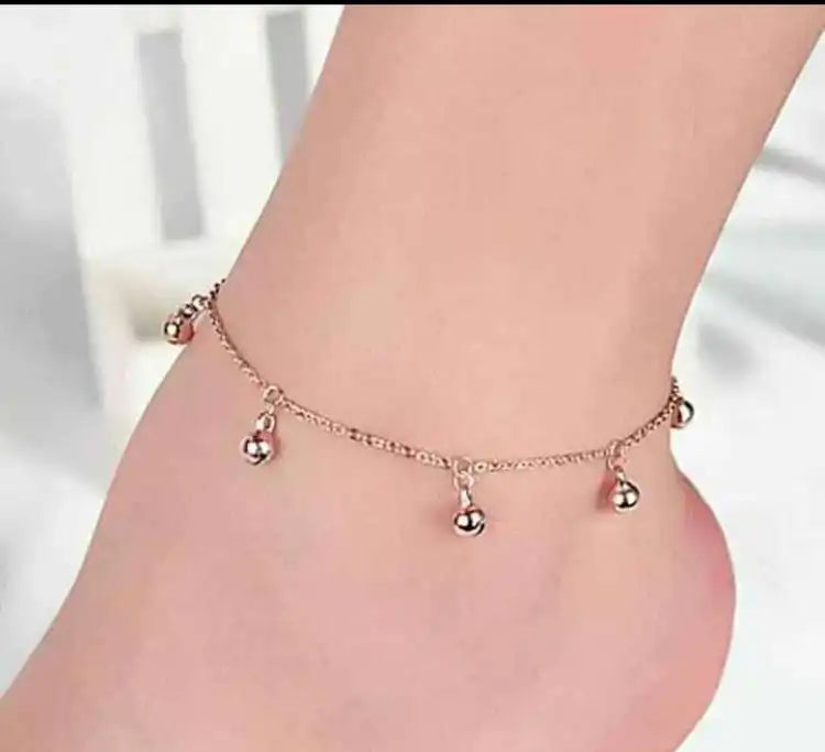 2 PCS Traders Fashion Beach Jewlery Anklet Circle Bell Pendant Plated Metal Chain with Extended Chain for Women Girls Gift Jewellery for girls