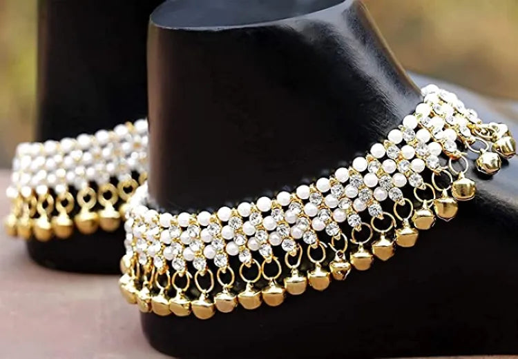 Traditional Charms Ghungroo Alloy Anklet for Women & Girls