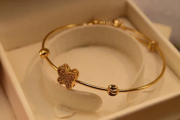 Elegant Fancy Butterfly Crystal Golden Bangle Bracelet For Girls/Women